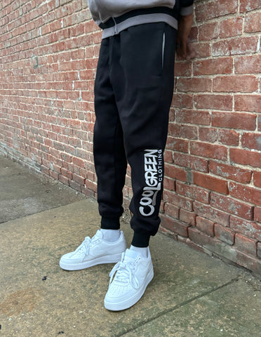 Black & Gray Double Cross Jogger Pants