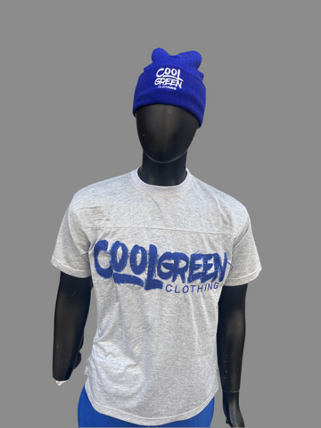 Gray Classic Distressed Roya Blue Logo Tee